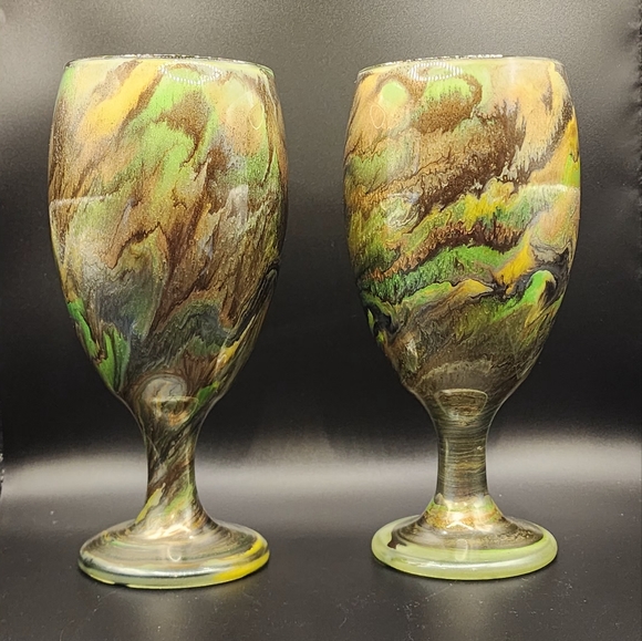 Swirl of Autumn/16oz Stemmed Water Goblets - Picture 3 of 3